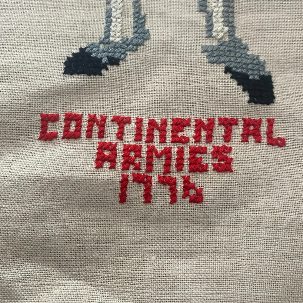 Handmade Cross Stitch Sampler - Continental Armies 1776